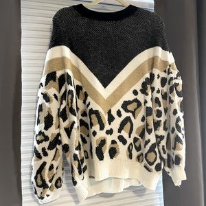 Oversized cheetah print sweater